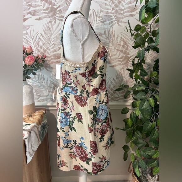 🆕 NWT Dylan Ryan NYC Tapestry Print Lace-Up Coquette Mini Dress Size XL Juniors - Picture 4 of 12